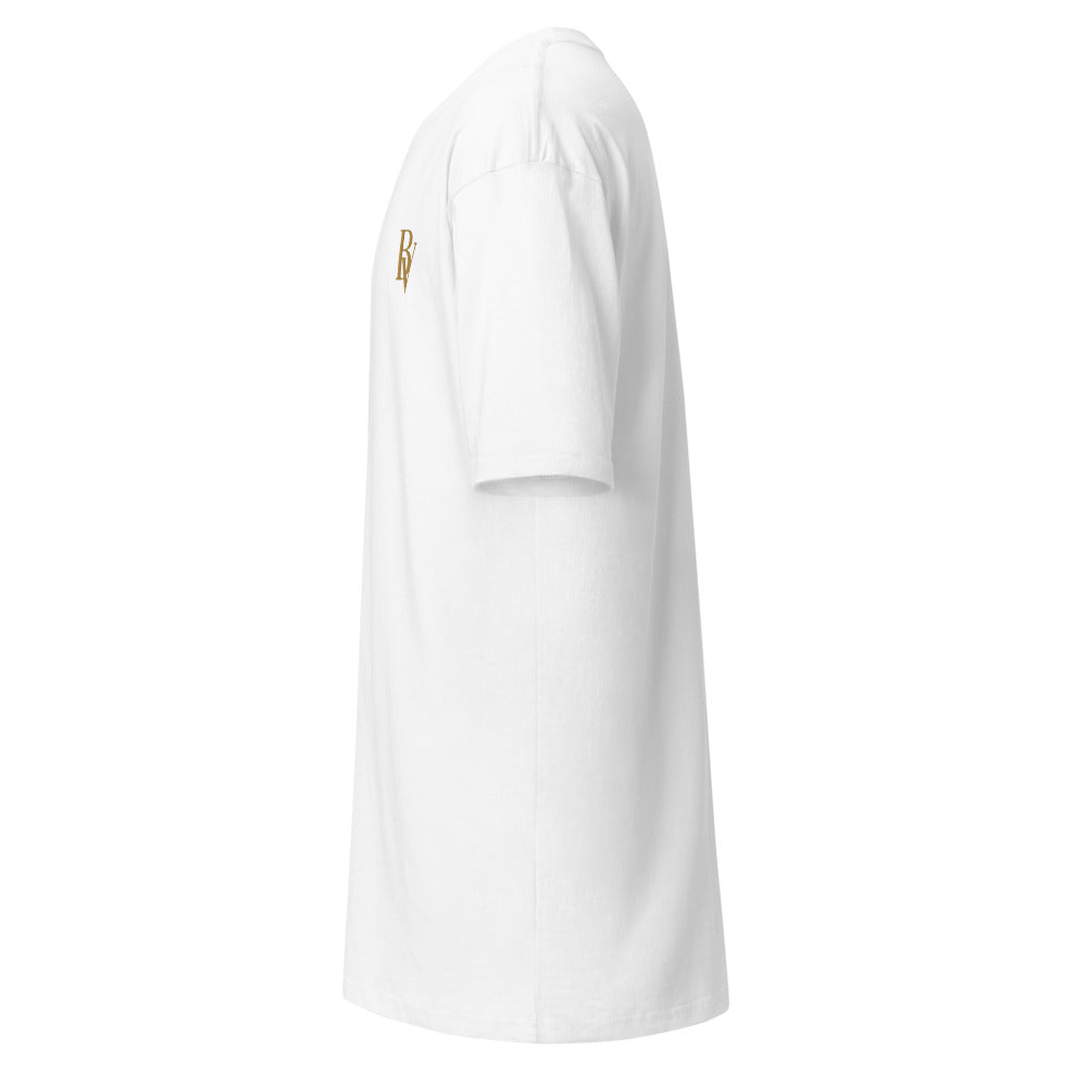 The Monogram Tee in White — chest BV