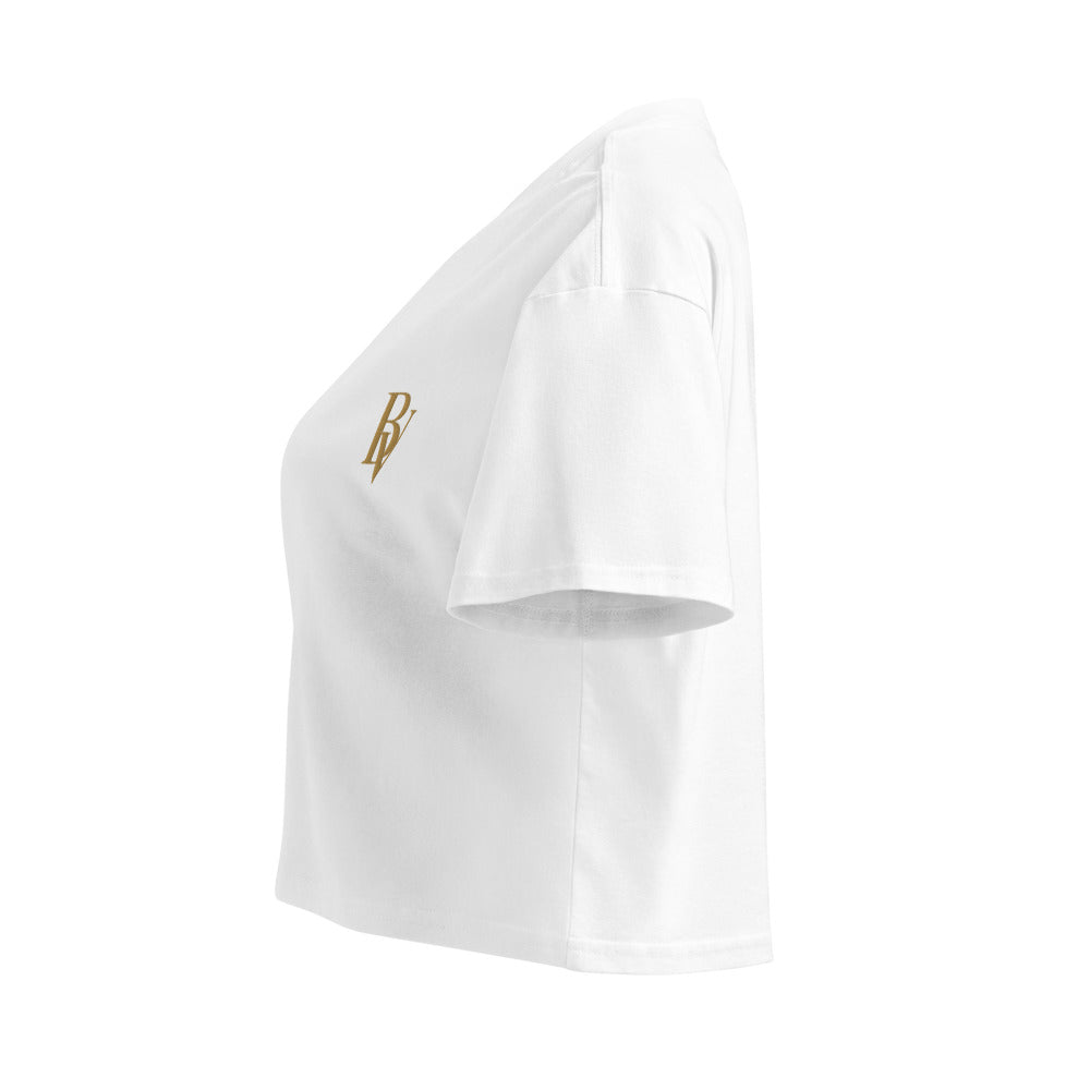 The Cropped Tee in White — chest BV